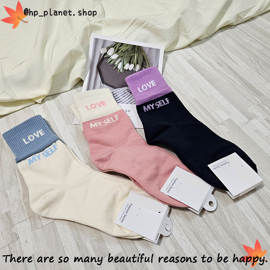 正韓 闆娘最愛字母LOVE拚色短襪