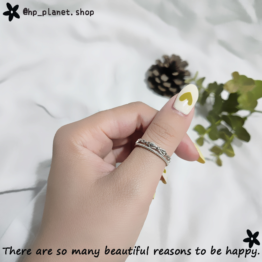 蝴蝶結氣質雙層999足銀戒