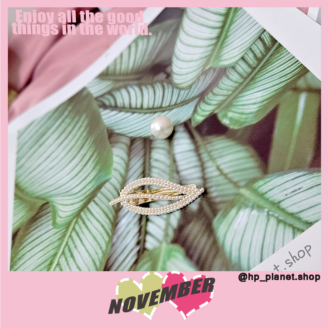 韓國 氣質小珍珠葉子髮夾