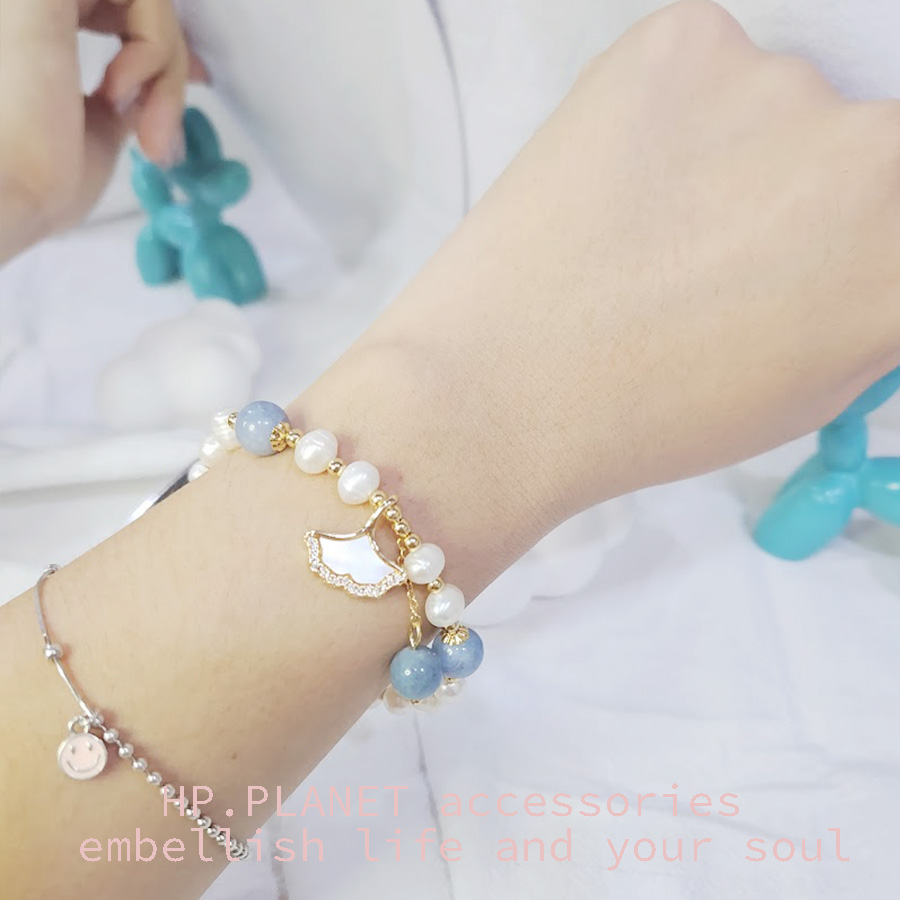 超美貝殼海藍天然石珍珠手鍊