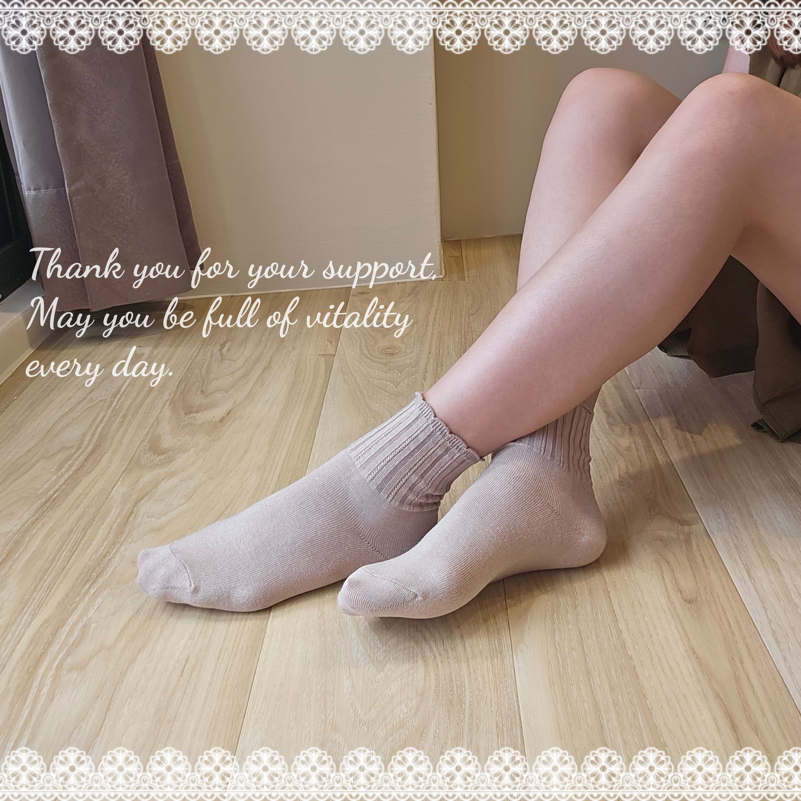 正韓 日雜純色捲邊縮口短筒襪