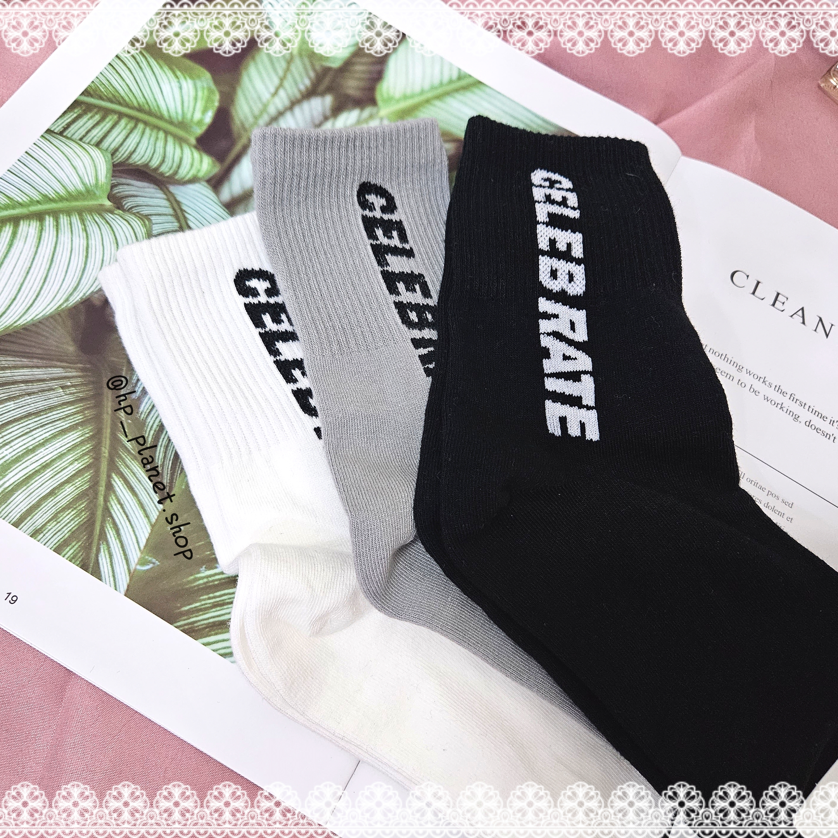 正韓 帥帥字母CELEBRATE中筒襪