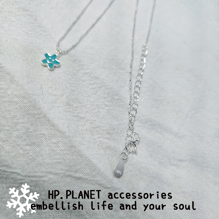 925銀藍色系滴油花花笑臉頸鏈