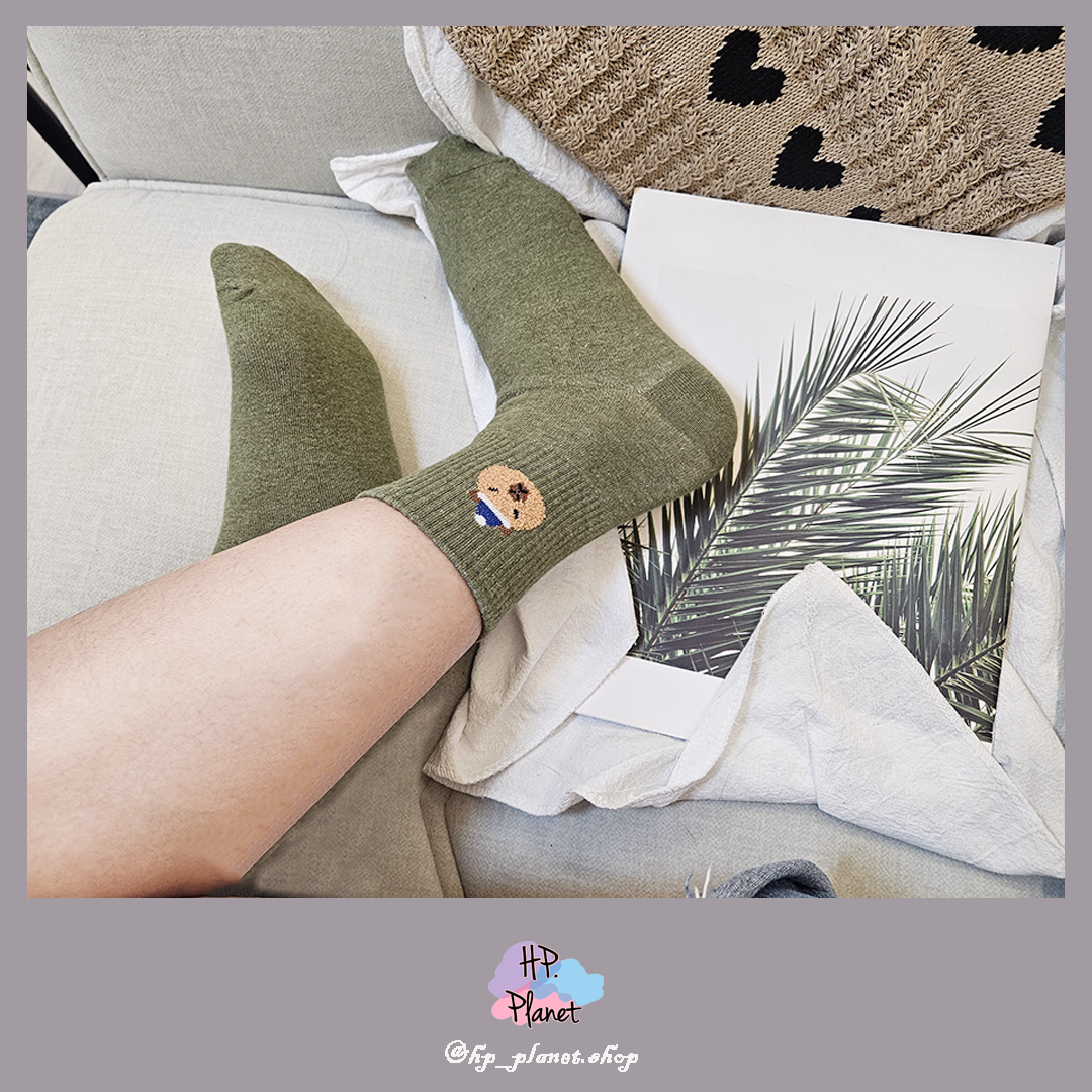 正韓 立體QQ毛造型水豚短襪 正韓 立體QQ毛造型水豚短襪