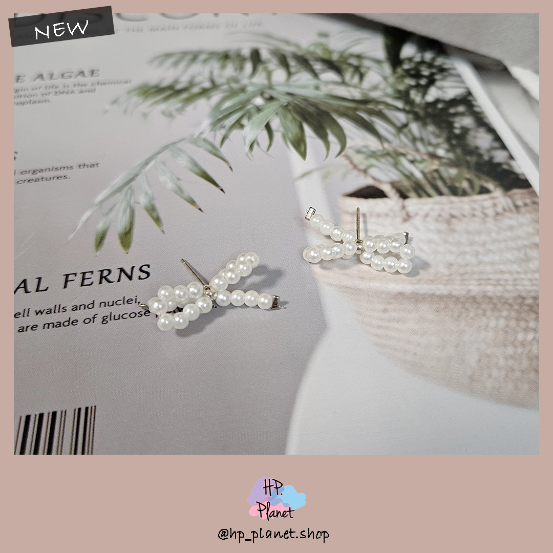 韓版 小珍珠緞帶蝴蝶結925銀針 韓版 小珍珠緞帶蝴蝶結925銀針