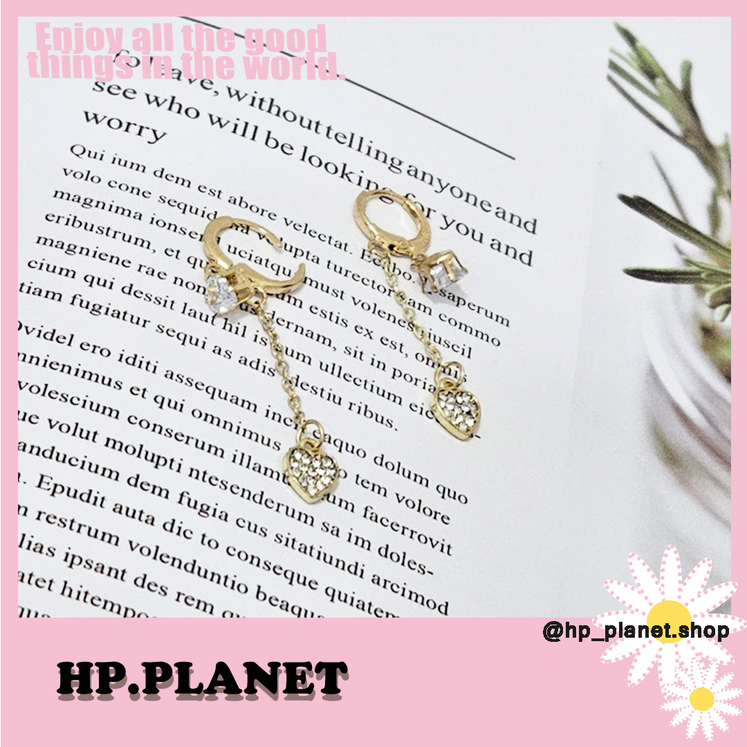 氣質小鑽愛心吊墜耳環 氣質小鑽愛心吊墜耳環