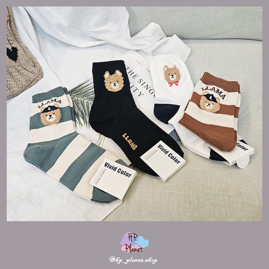 正韓 立體QQ毛大頭熊短襪 正韓 立體QQ毛大頭熊短襪