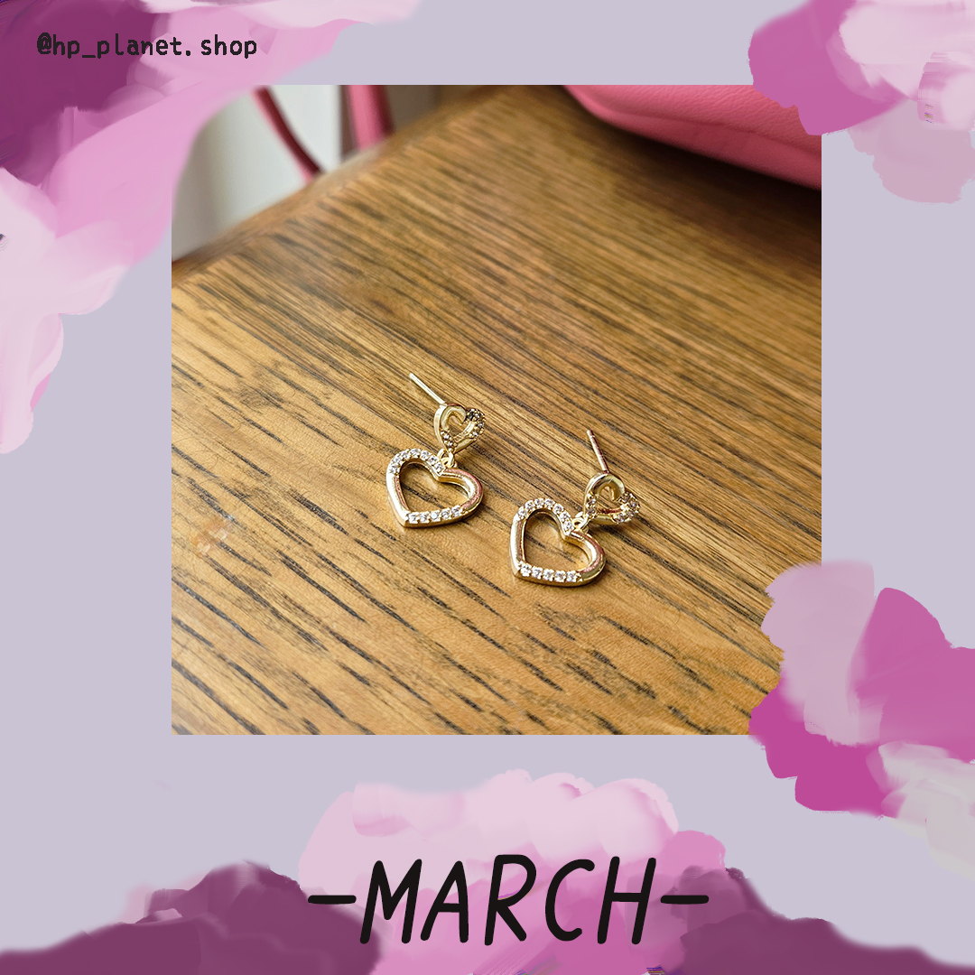 雙心鑲鋯垂墜耳釘 雙心鑲鋯垂墜耳釘