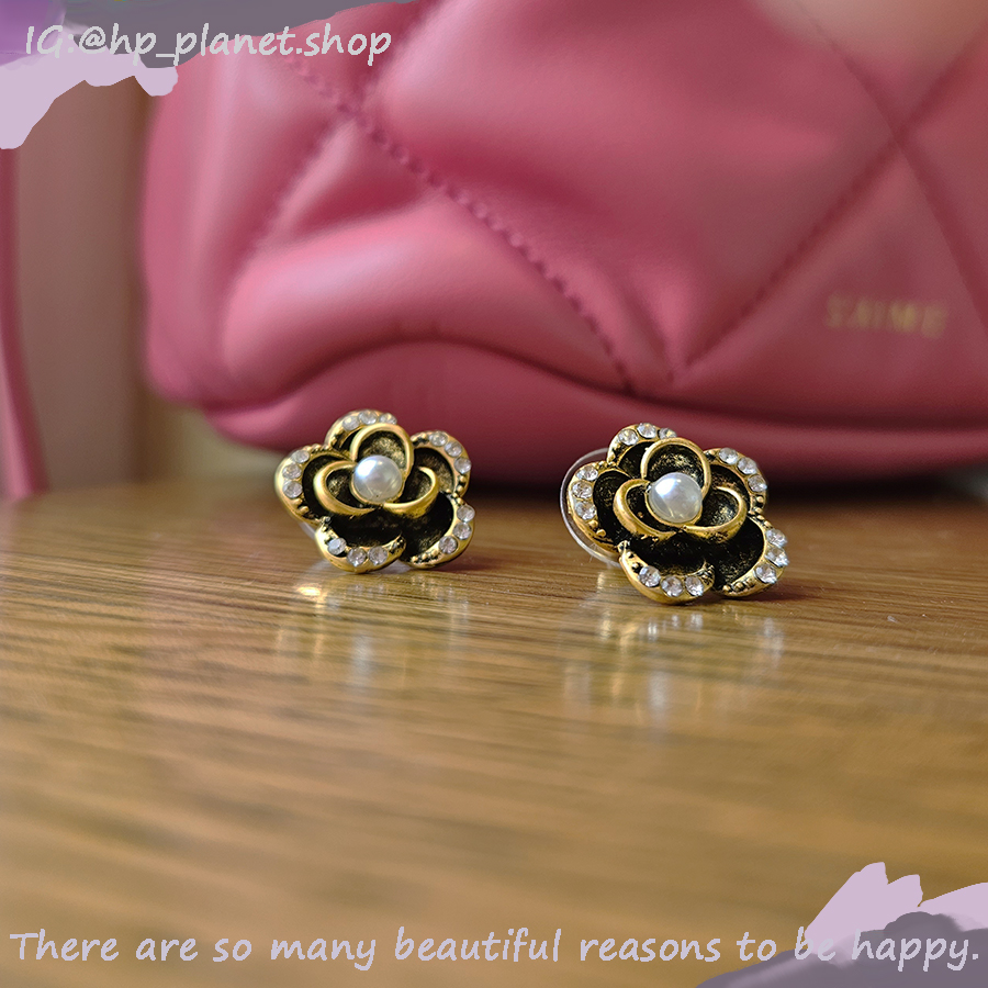 香香風復古山茶花925銀針耳飾