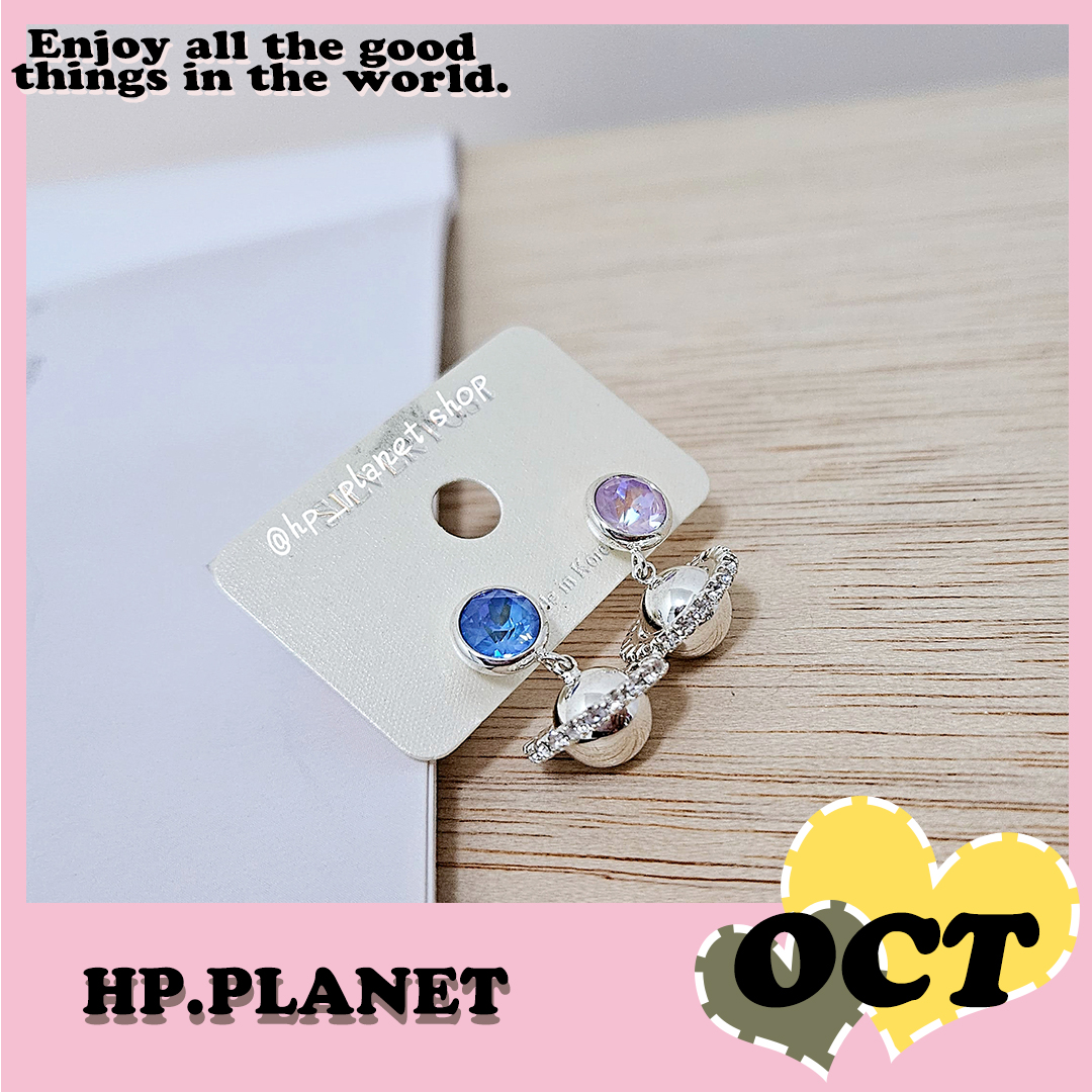 正韓 撞色水晶鑽土星925銀針 正韓 撞色水晶鑽土星925銀針