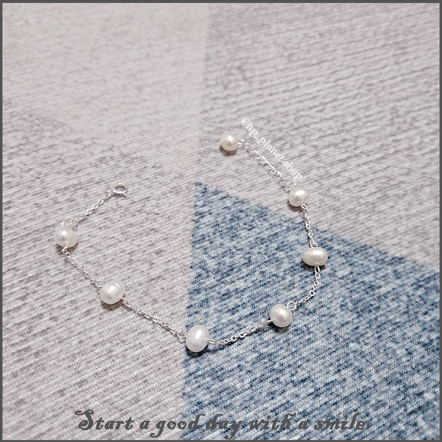 氣質女孩淡水珍珠925純銀鏈條手鏈