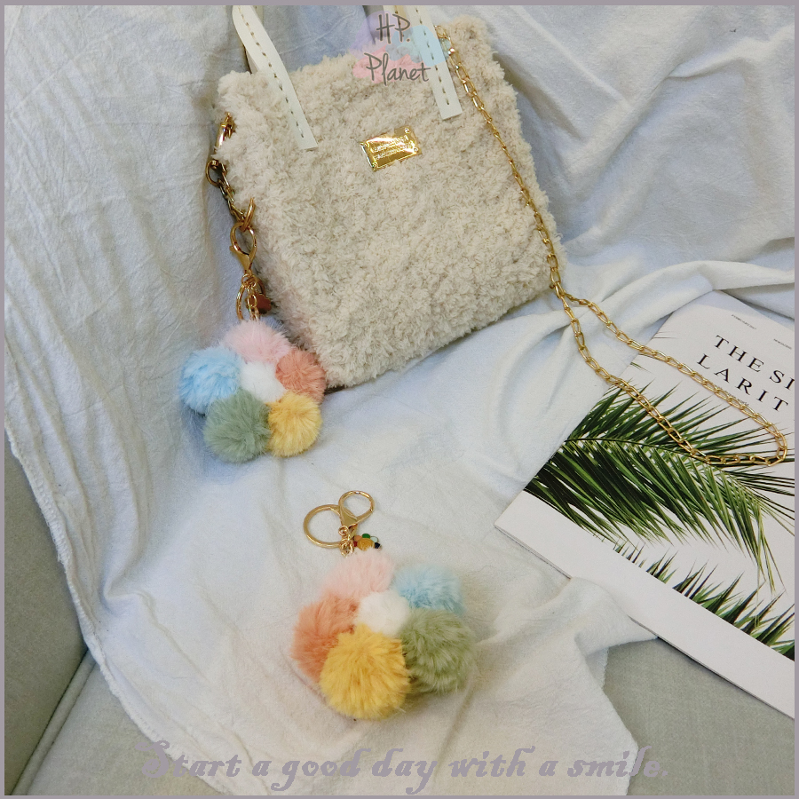 毛絨絨繽紛小花吊飾