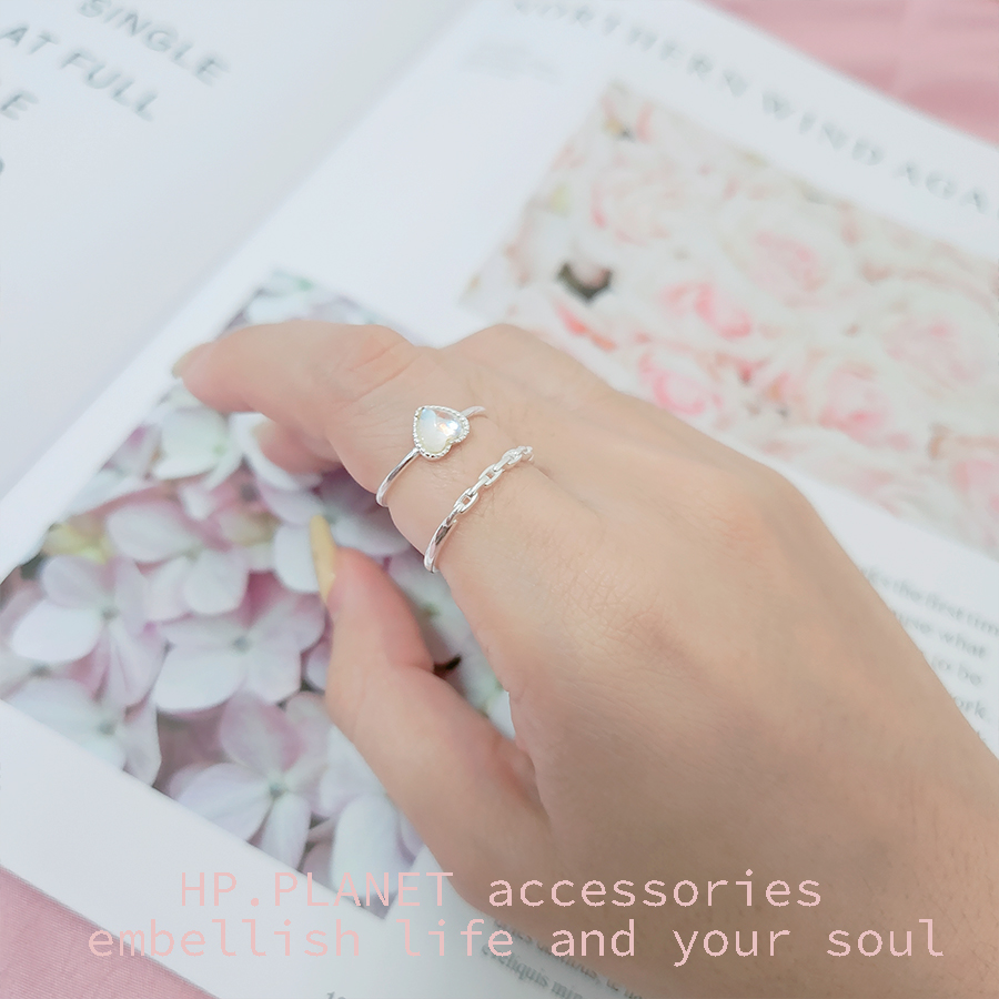 美的冒泡月光石心心925純銀戒指
