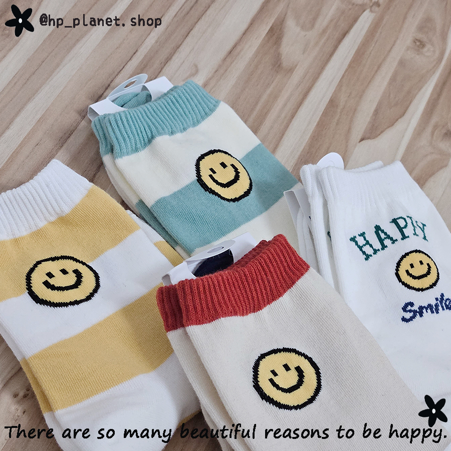 H闆自留款 正韓 素面/彩色條紋微笑襪襪