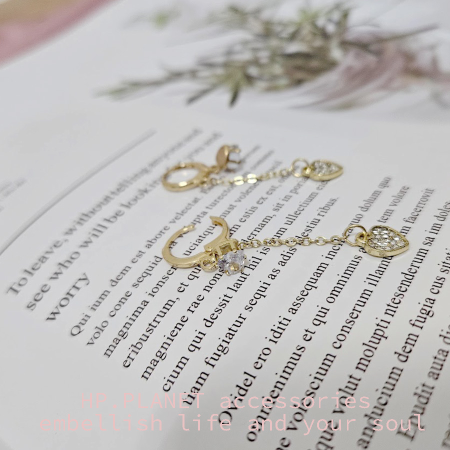 氣質小鑽愛心吊墜耳環