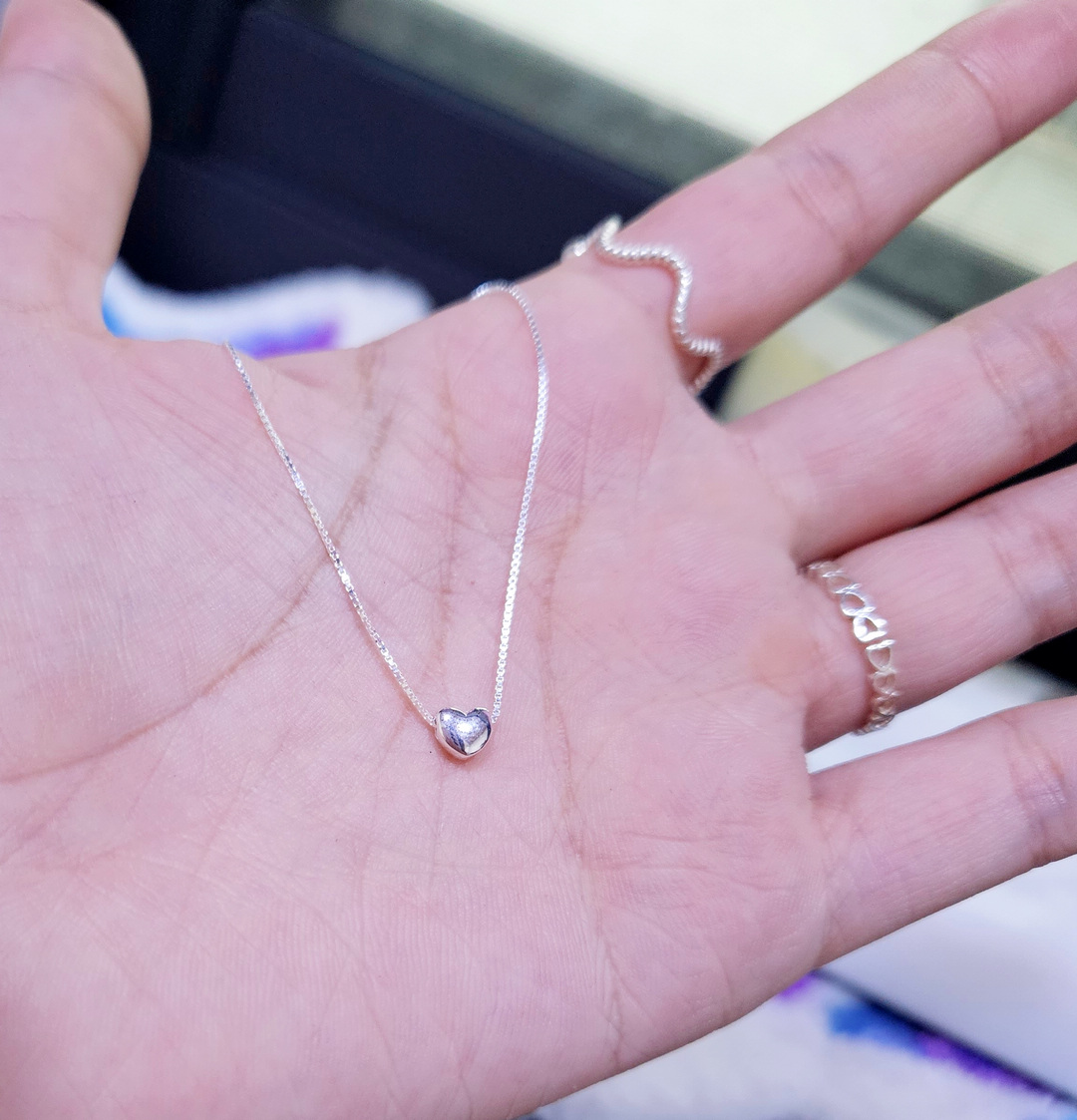 正韓  簡約單顆愛心925純銀手鍊