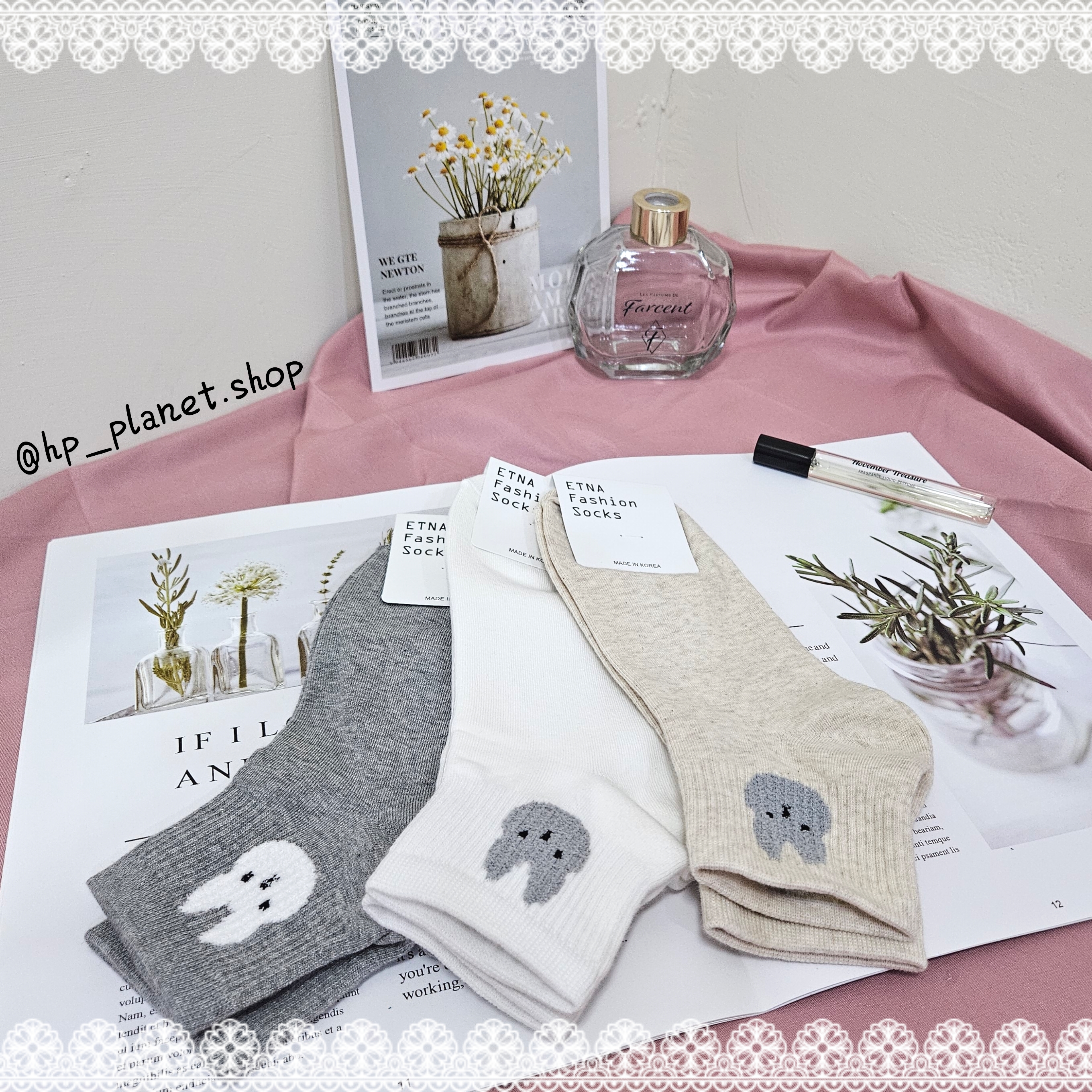 正韓 暖係茸感兔兔縮口短筒襪