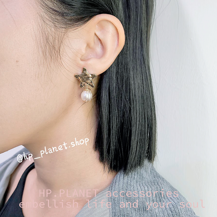 垂墜珍珠星軌925銀針耳飾