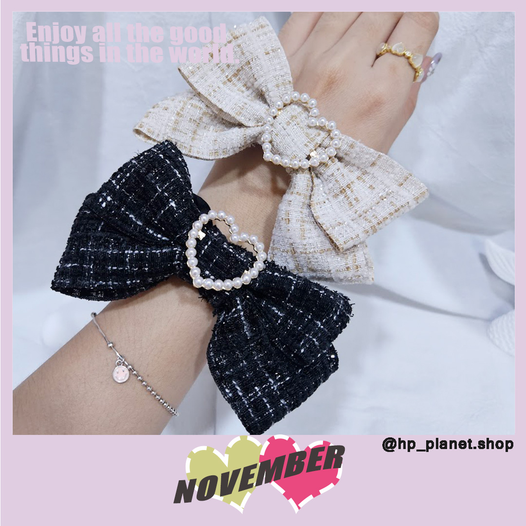 珍珠愛心香香風蝴蝶結髪圈