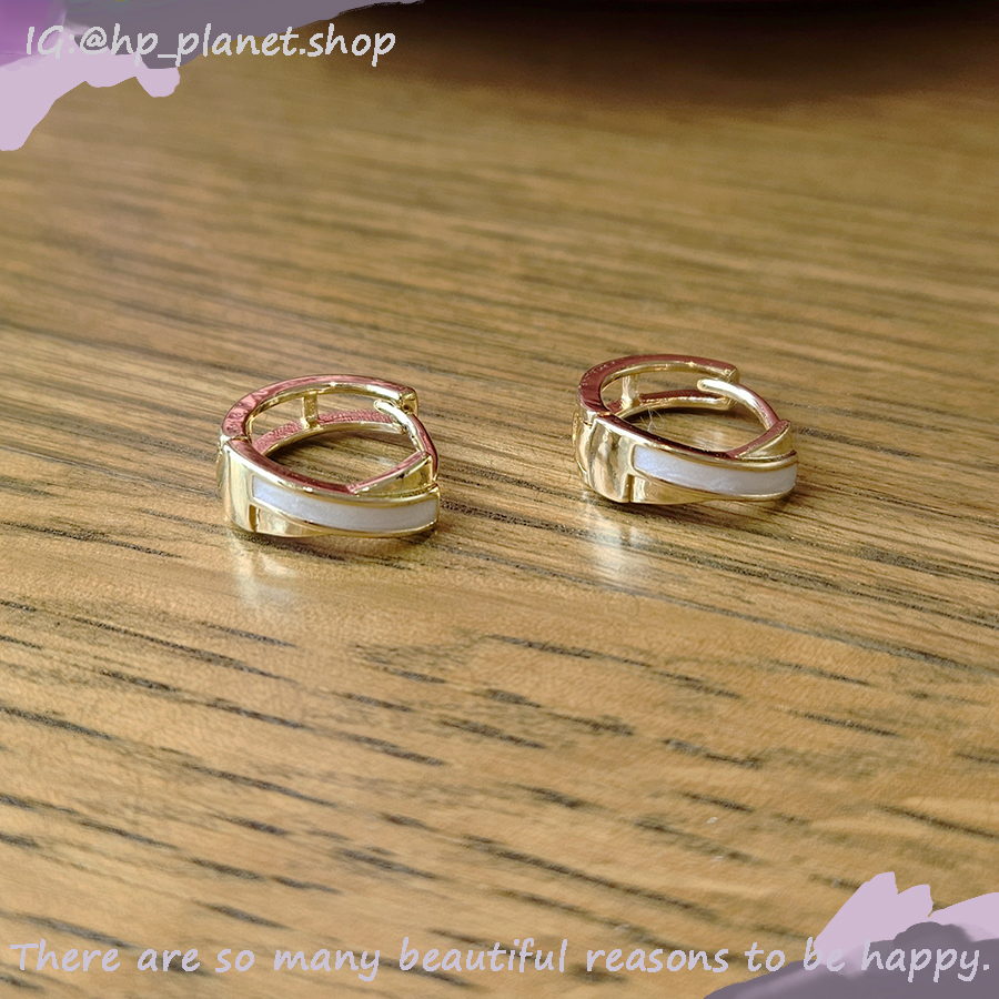 滴油圓形交織壓扣耳環