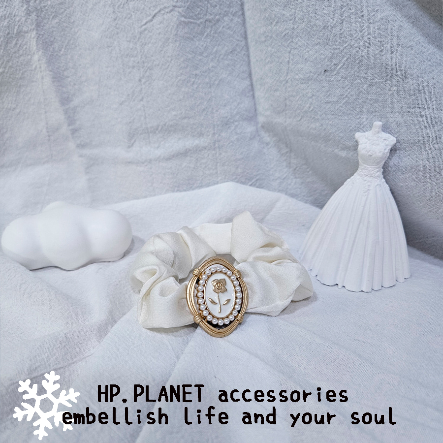 古典玫瑰花小珍珠髪圈