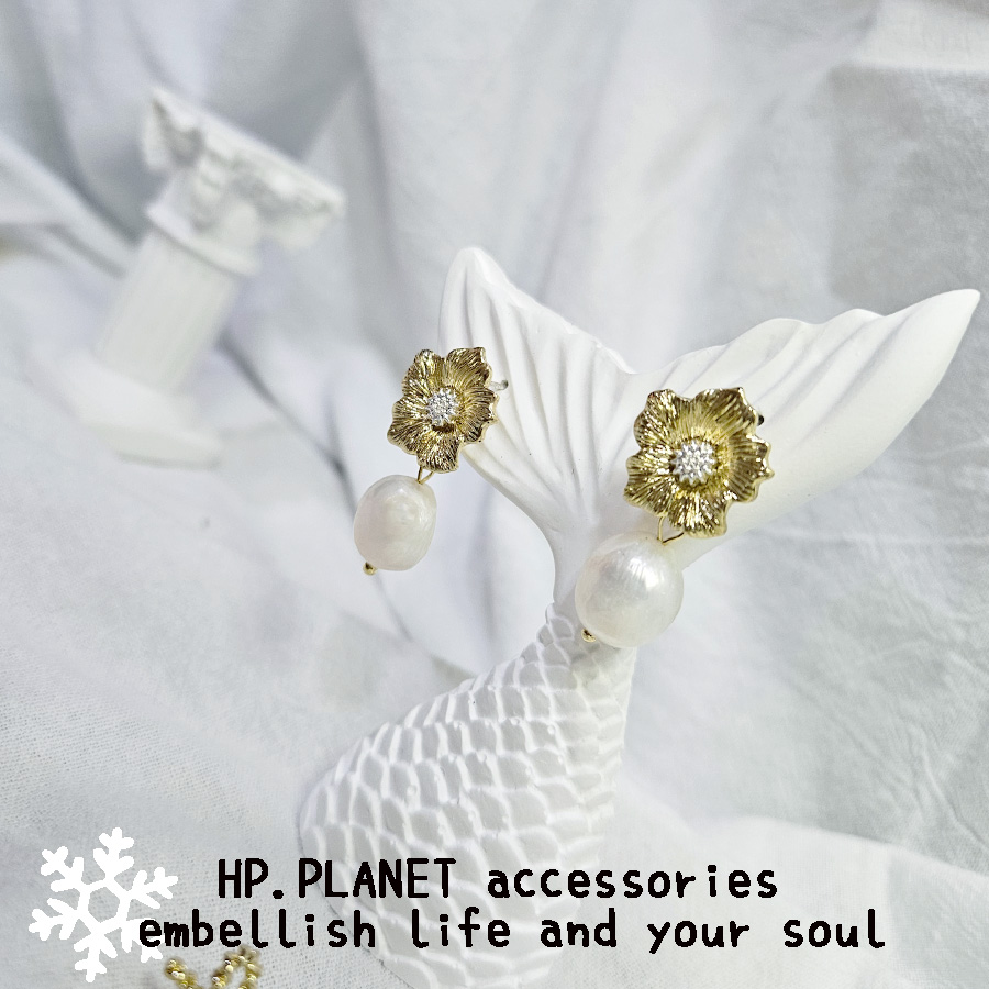 繁花盛開珍珠925銀針耳飾