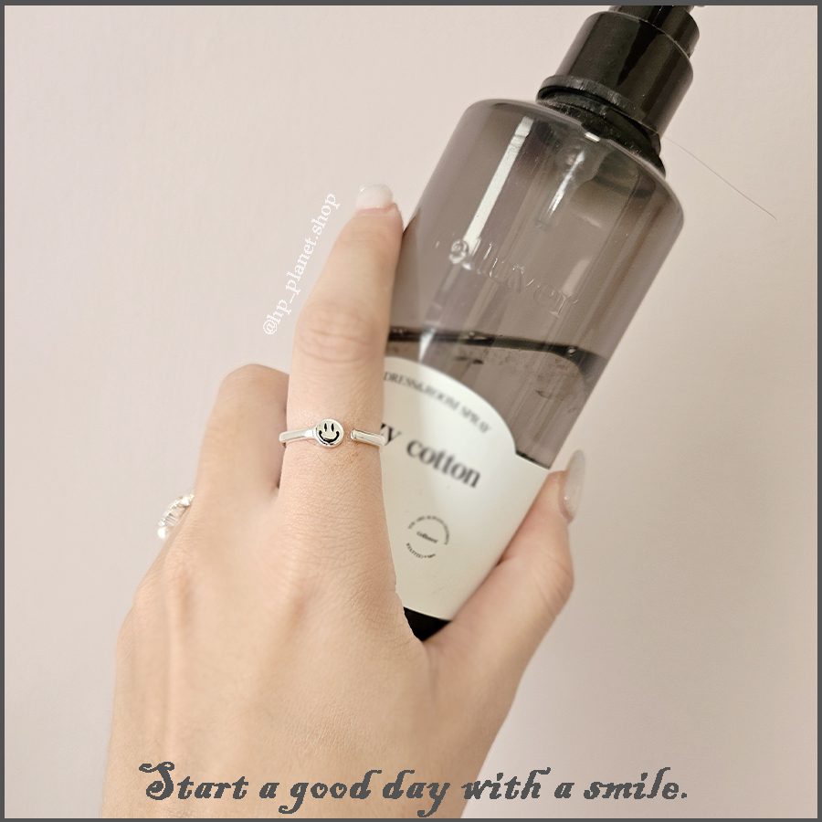 笑臉多邊形可調式925純銀戒指