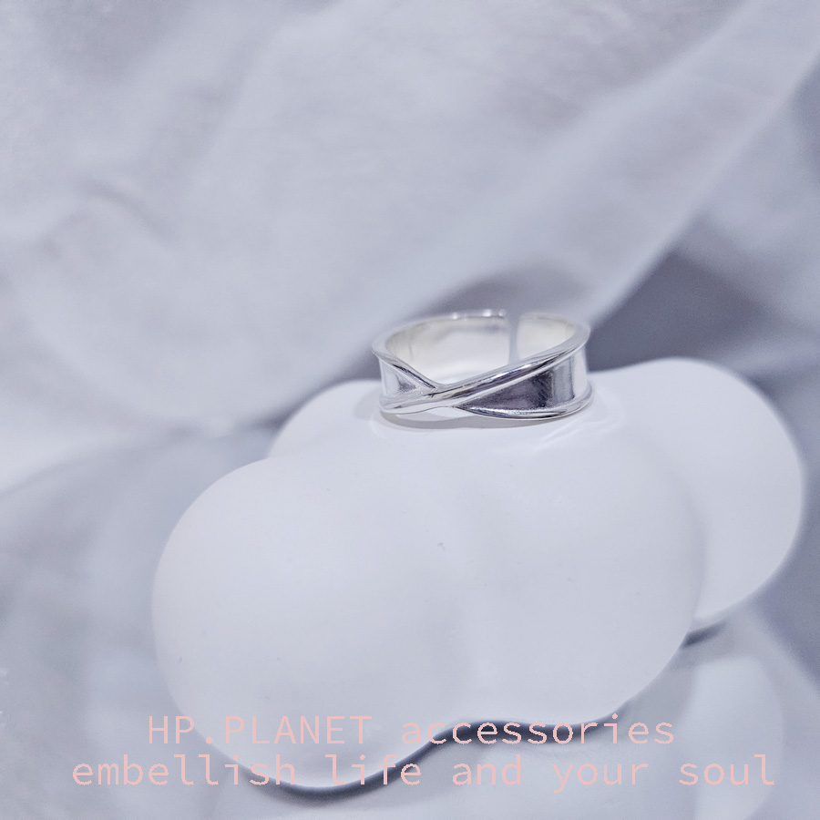 寬版交叉扭結925戒指