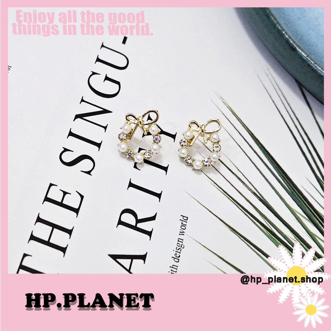 蝴蝶結花圈少女925銀針 蝴蝶結花圈少女925銀針