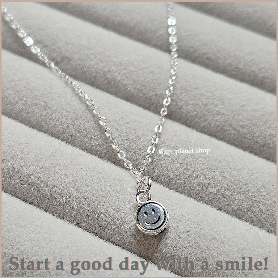 可愛笑臉吊墜S925吊牌純銀鎖骨鏈