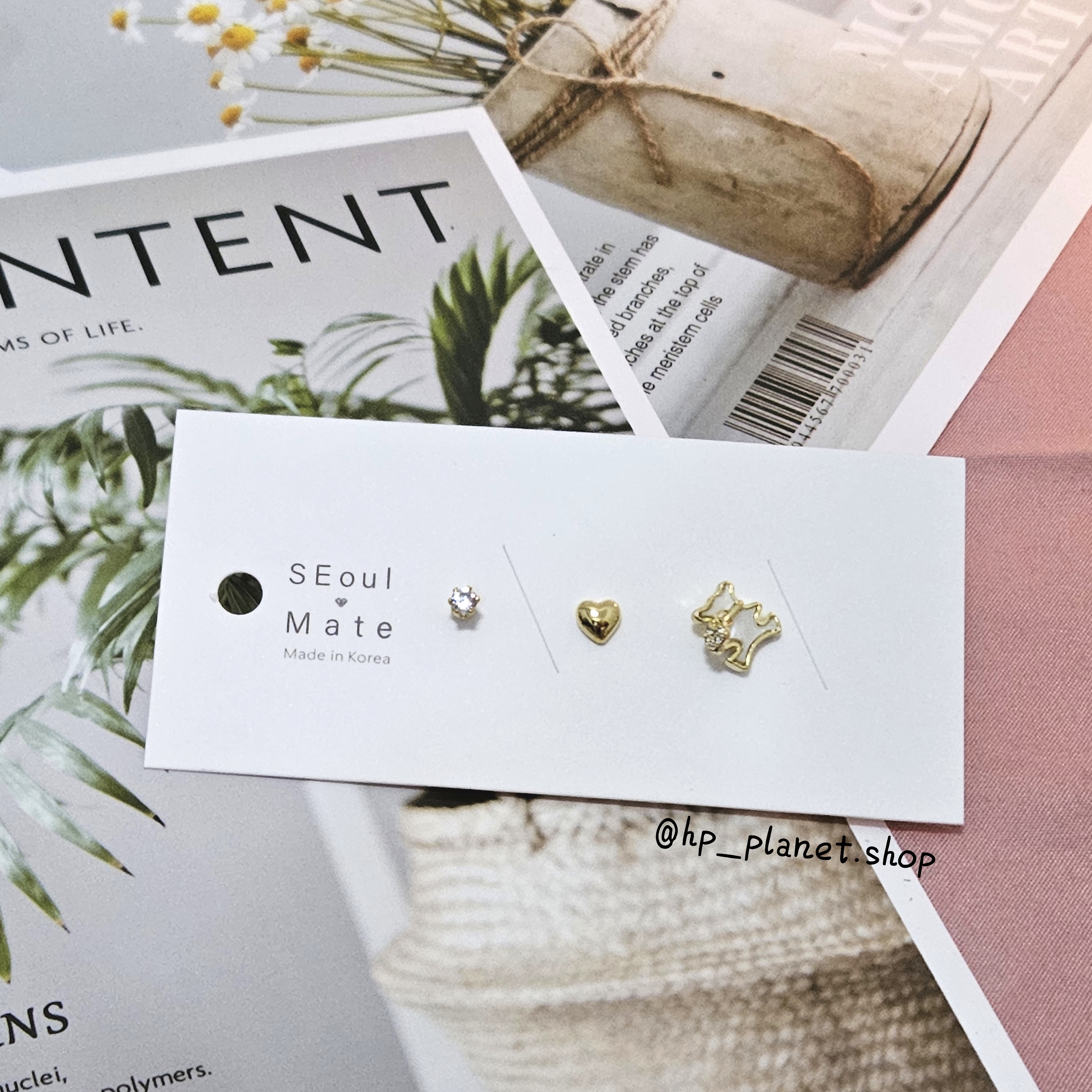 韓國 愛心寶貝圍巾熊925銀針•三件組