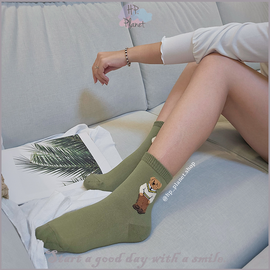 正韓 質感美式立體學院熊襪