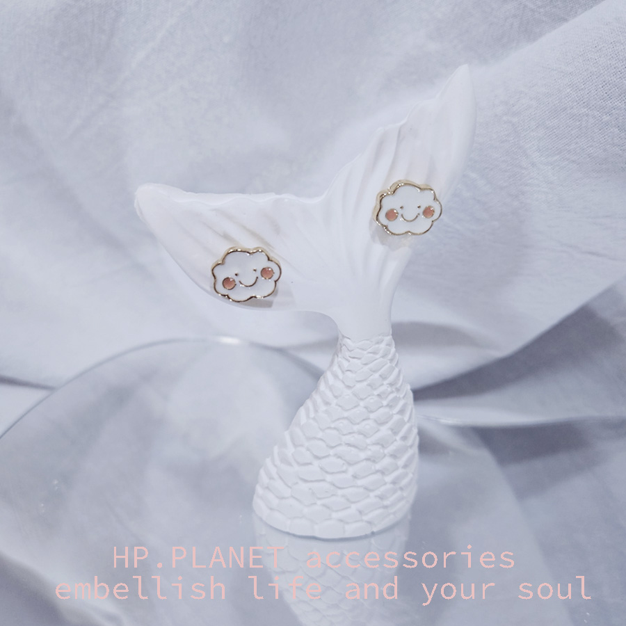 軟綿滴油白雲925耳針