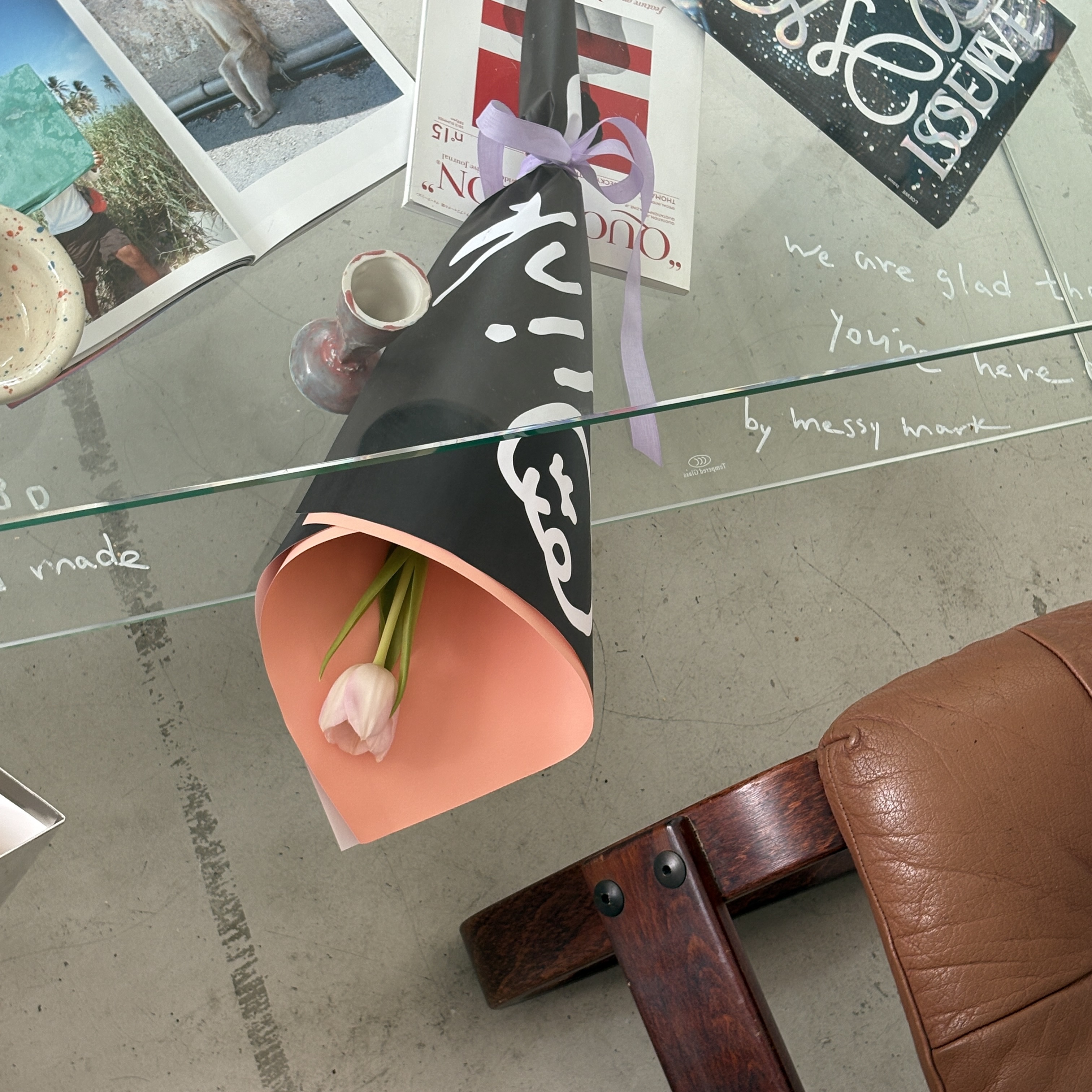 Pink Tulip Bouquet (Black)