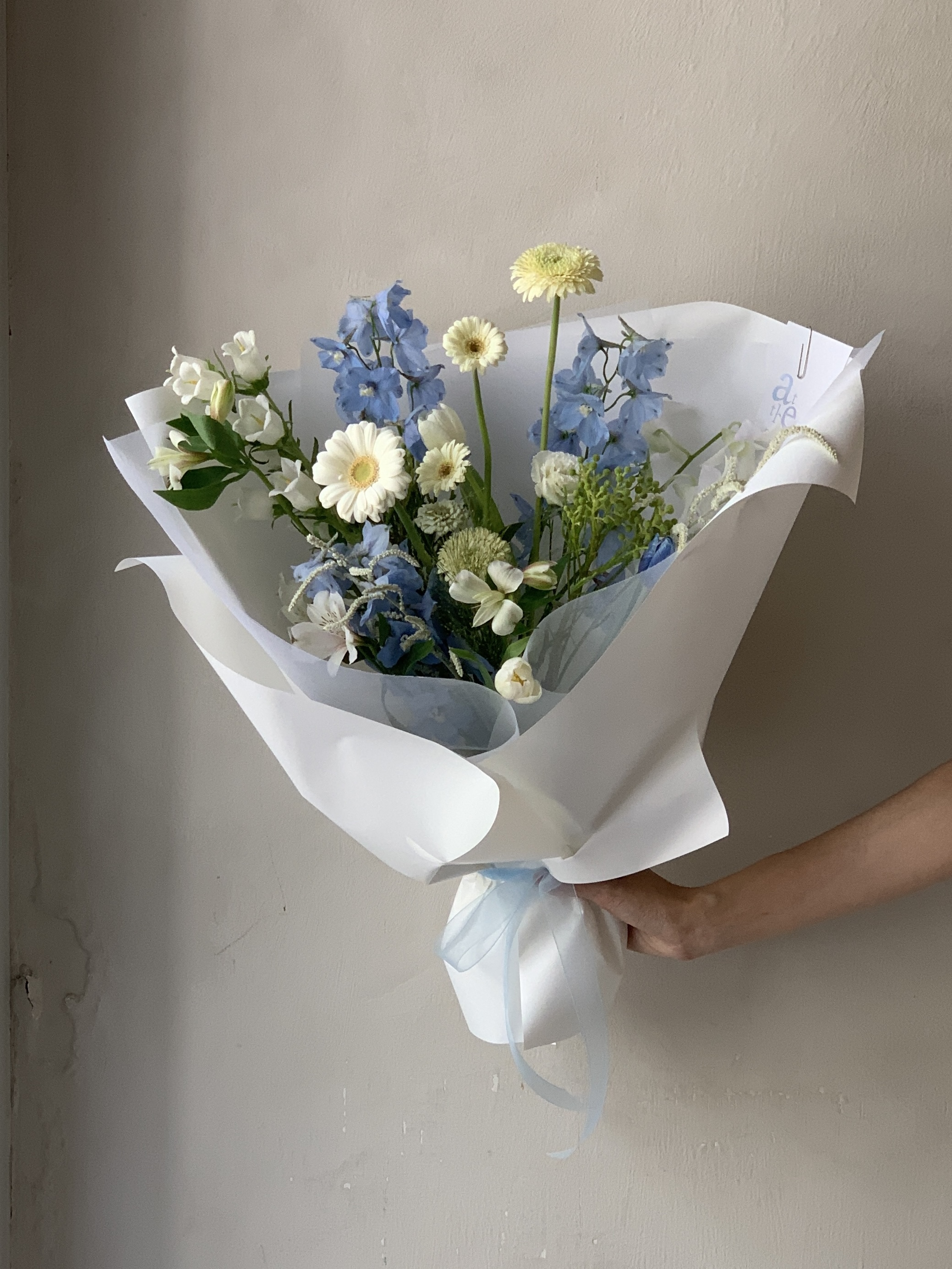 藍白色系混合花束2