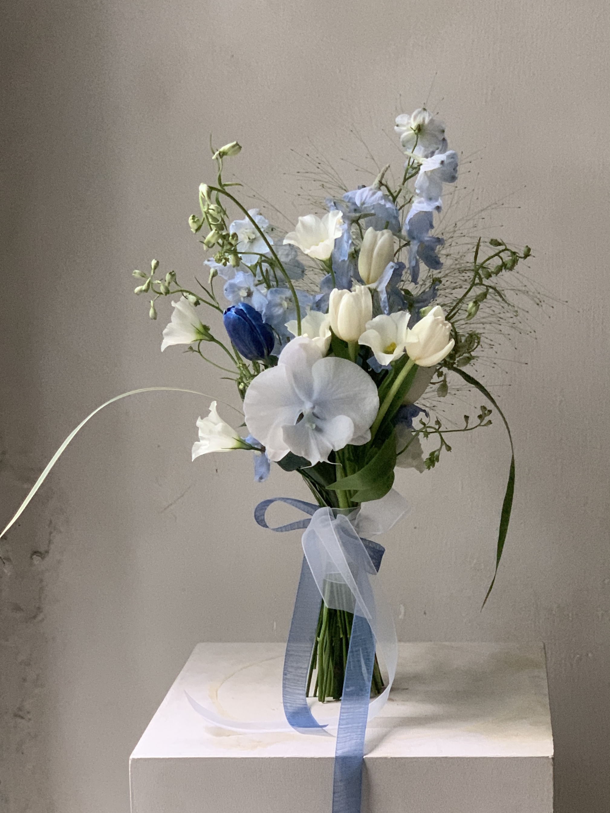 韓式新娘捧花 - 藍白色系2