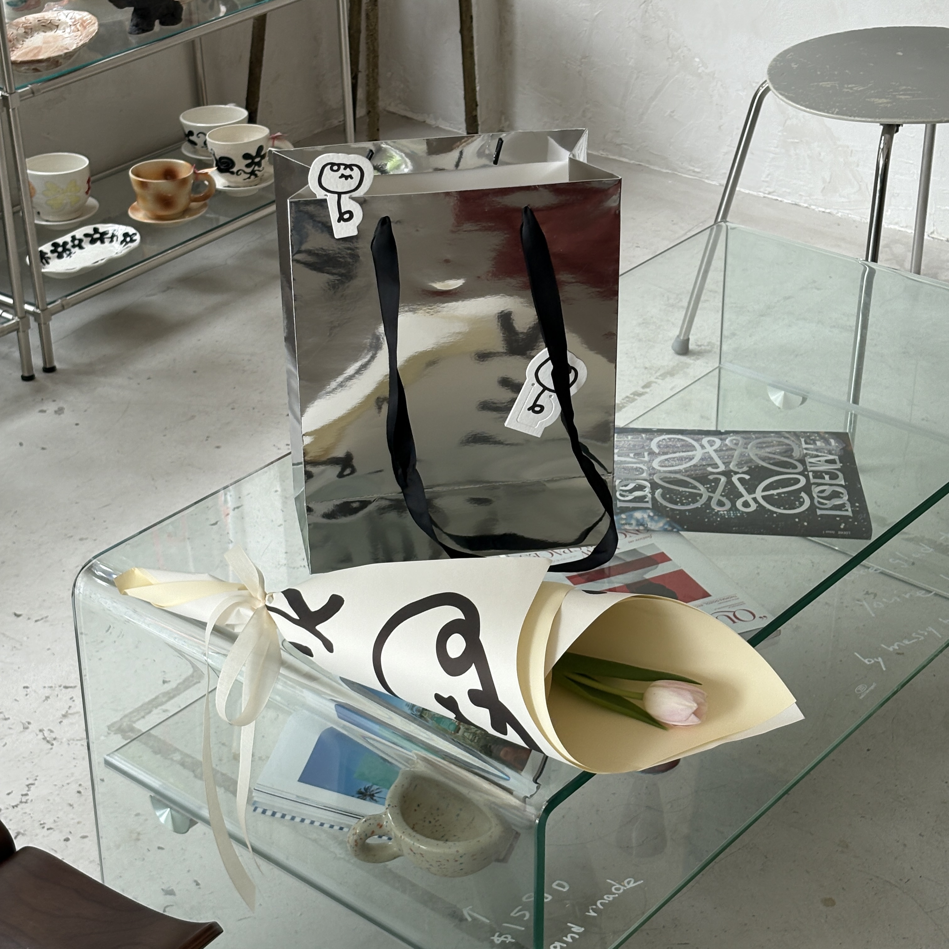 Pink Tulip Bouquet (White)