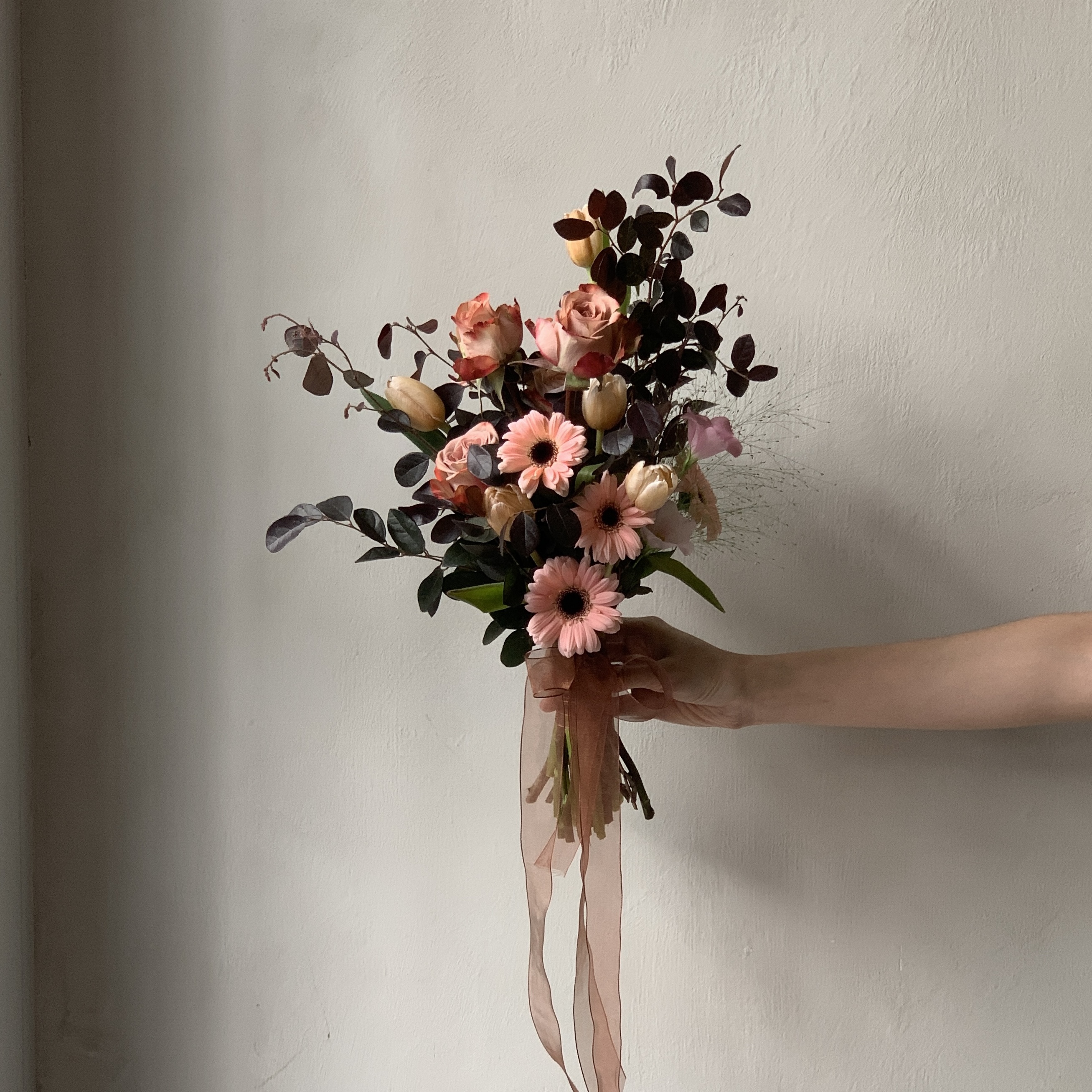 韓式新娘捧花 - 紅裸色系