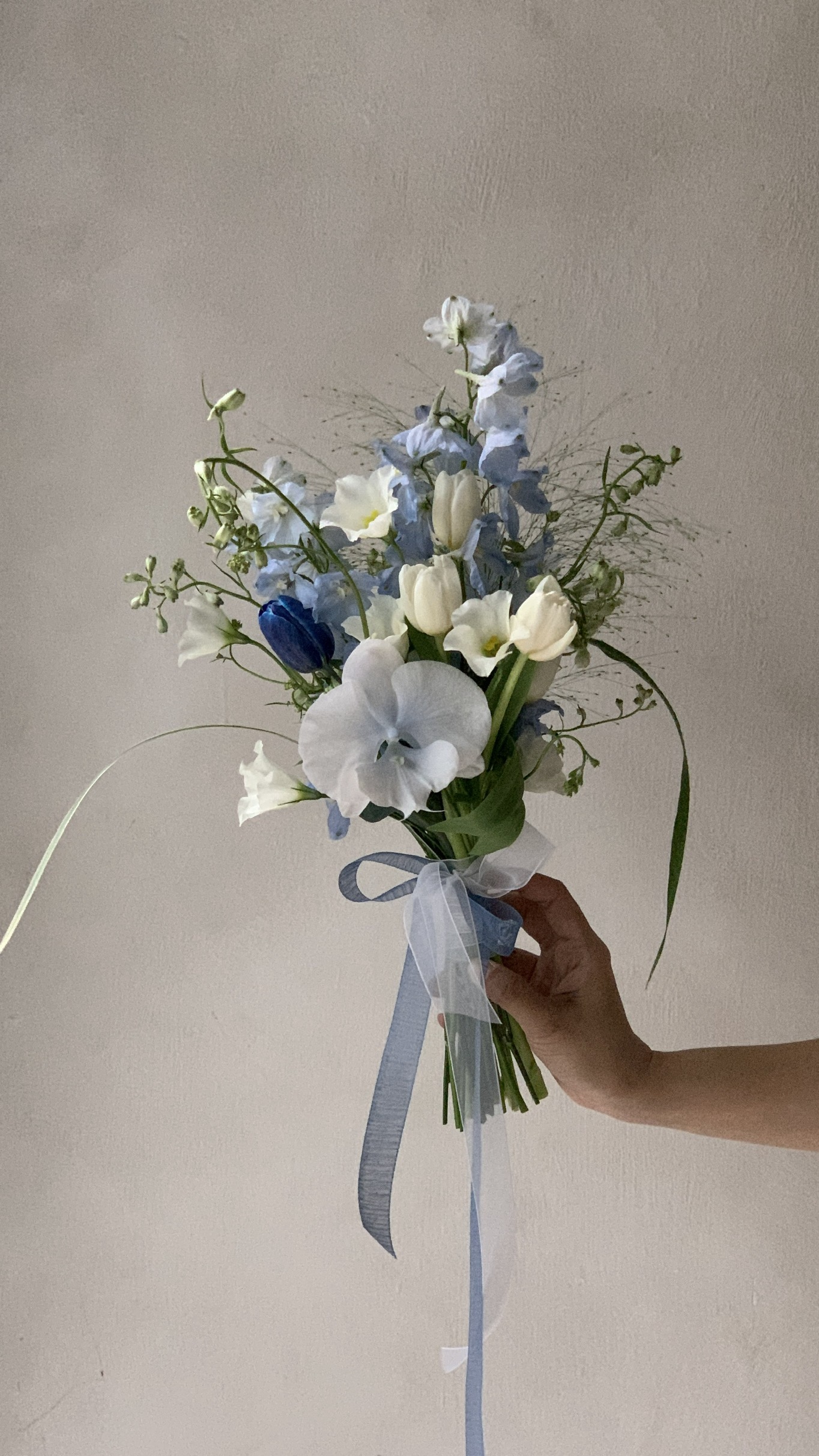 韓式新娘捧花 - 藍白色系3