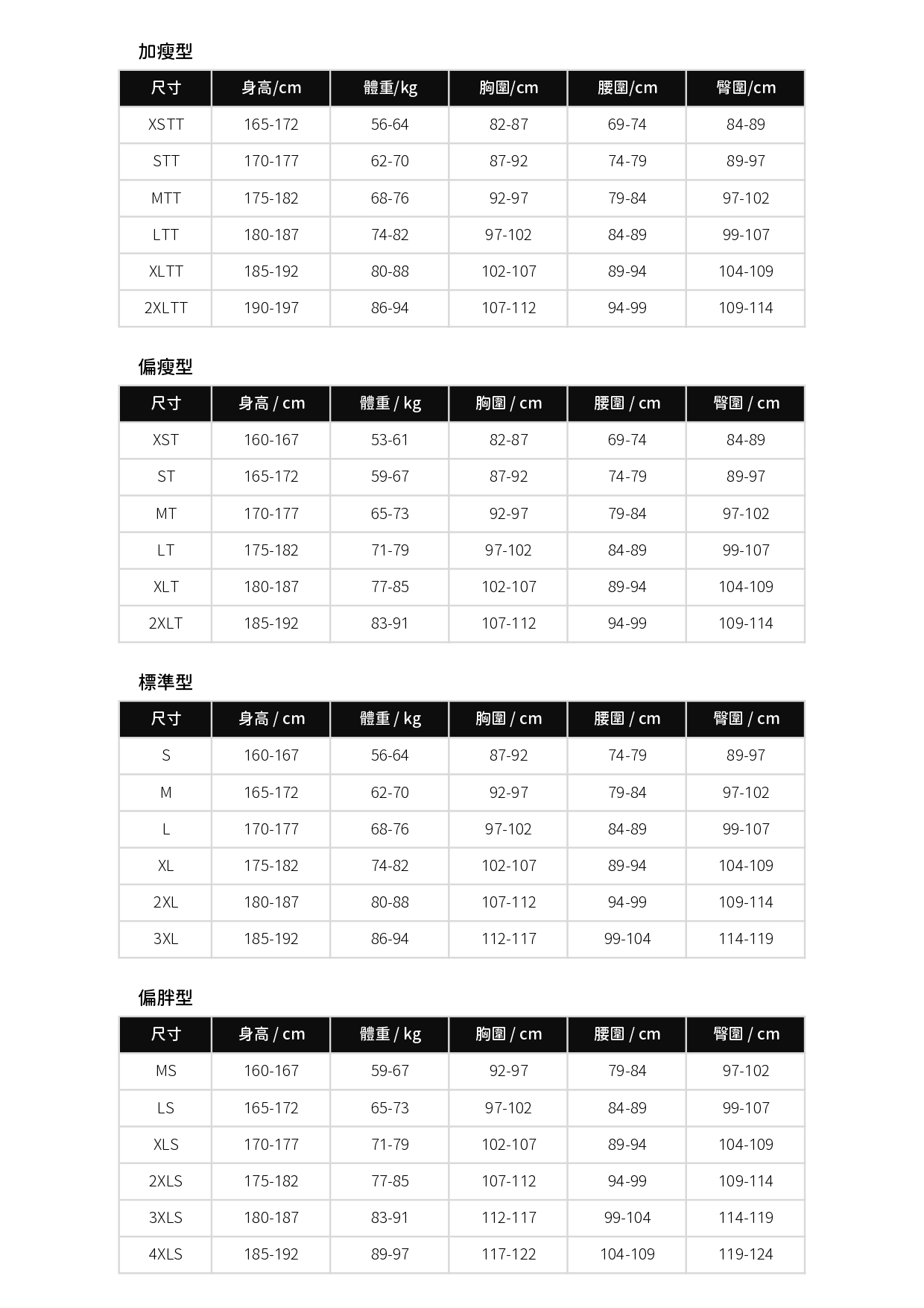 bestdive 尺寸表-男