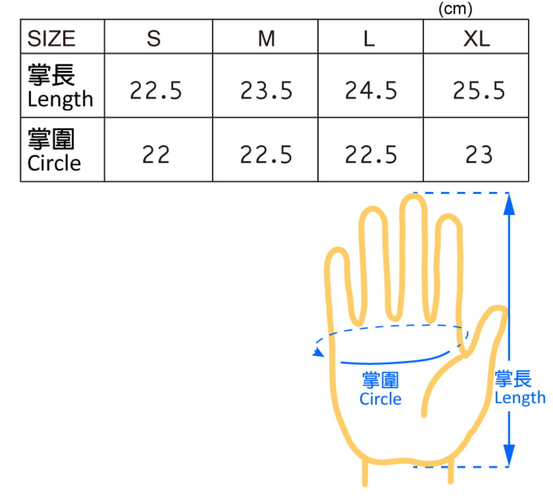 Problue2.5mm耐磨潛水手套Kevlar尺寸.png
