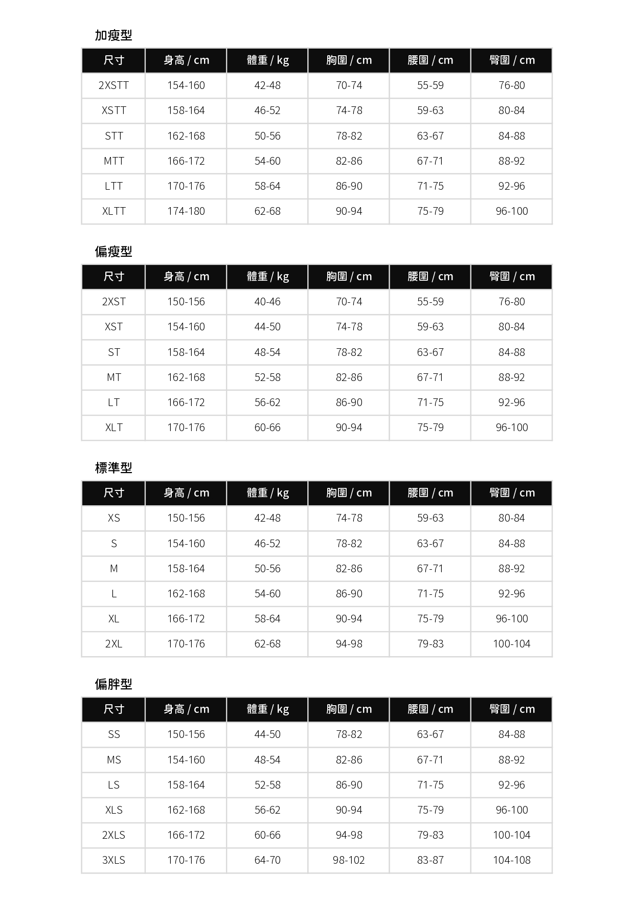 bestdive 尺寸表-女