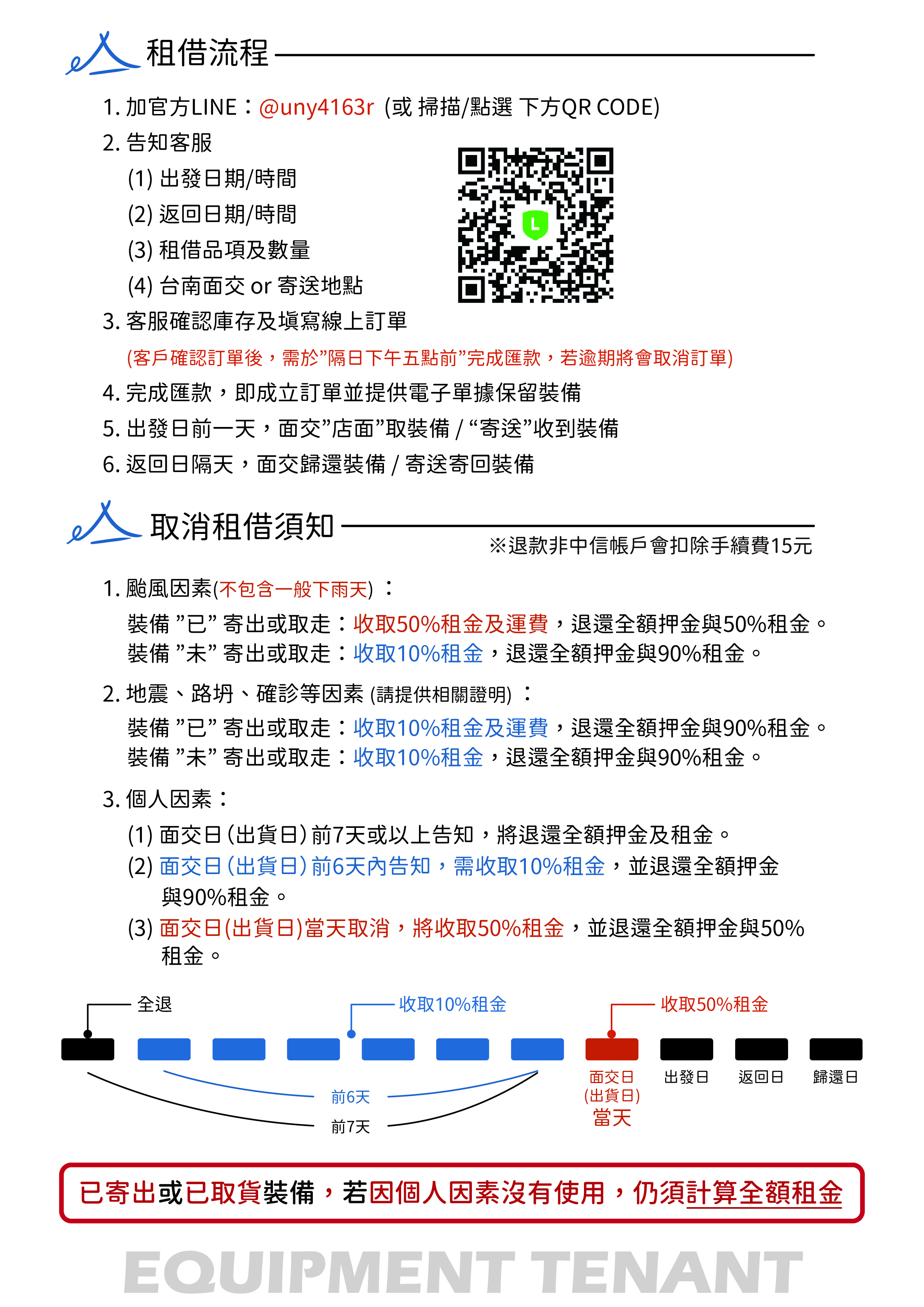 裝備租客裝備租借租任規則