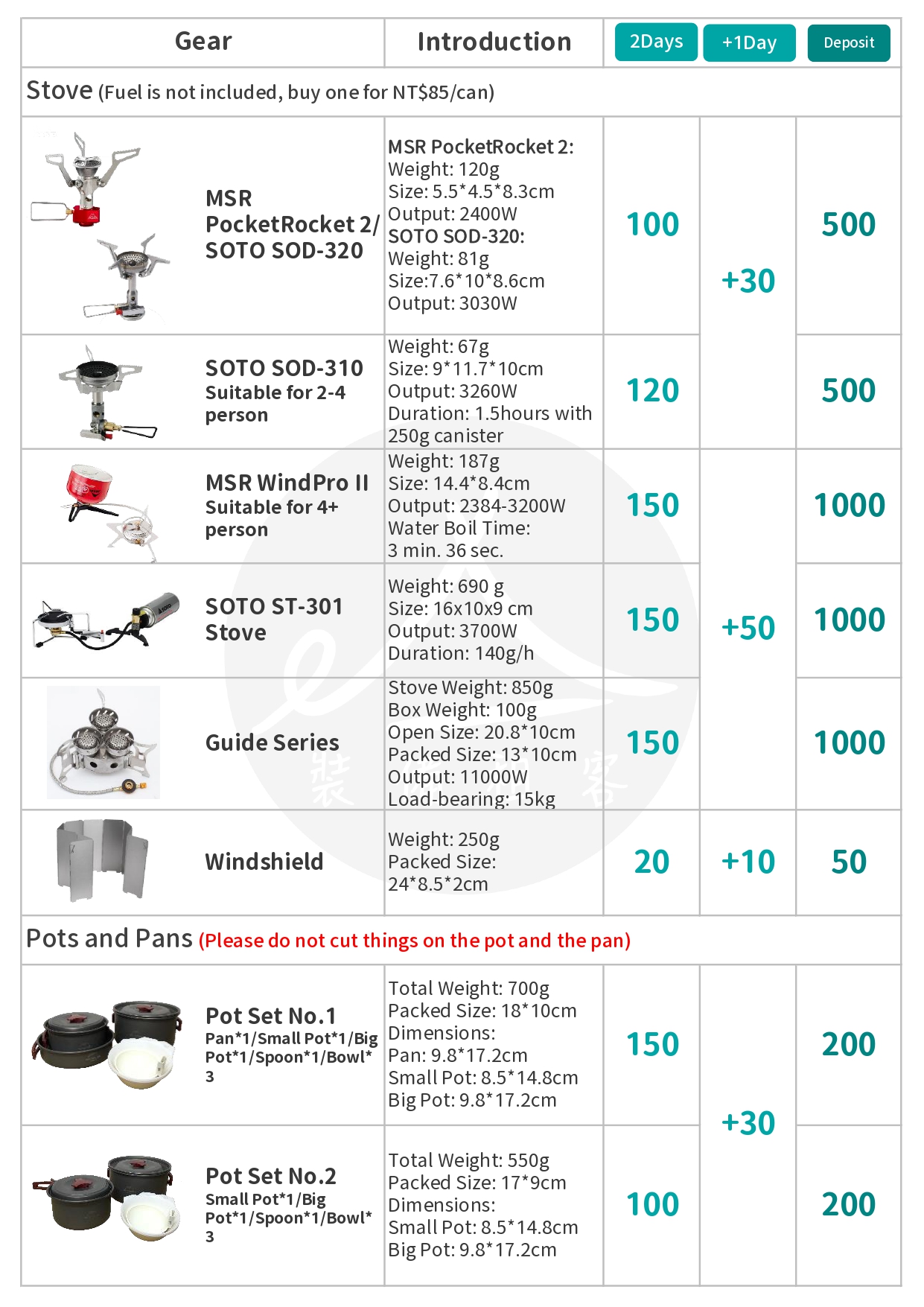 Hiking Gears Rental Gear rental 裝備租客