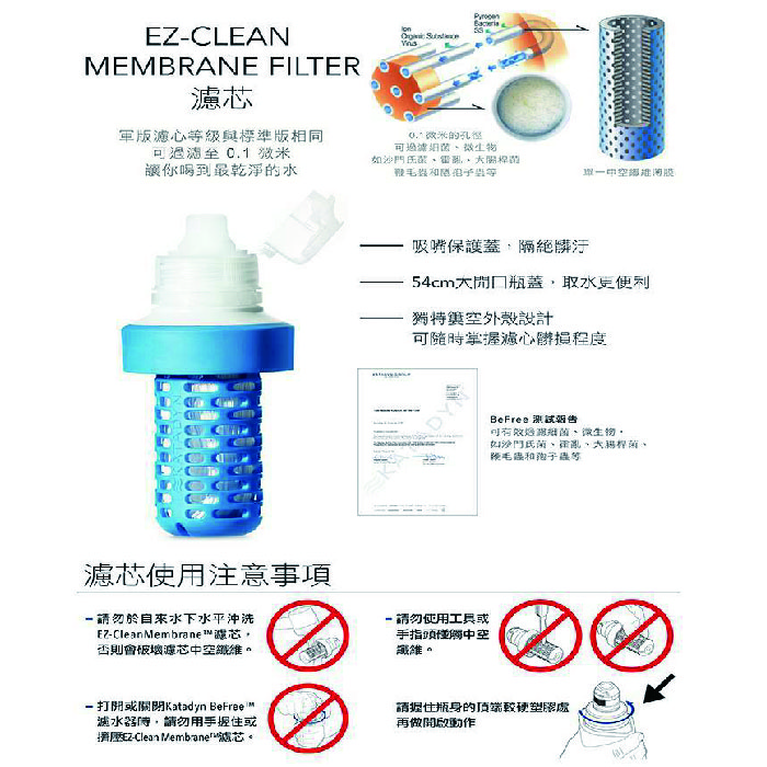 Katadyn 濾水器 0.6L 1L 3L 濾芯 Hydrapak水袋