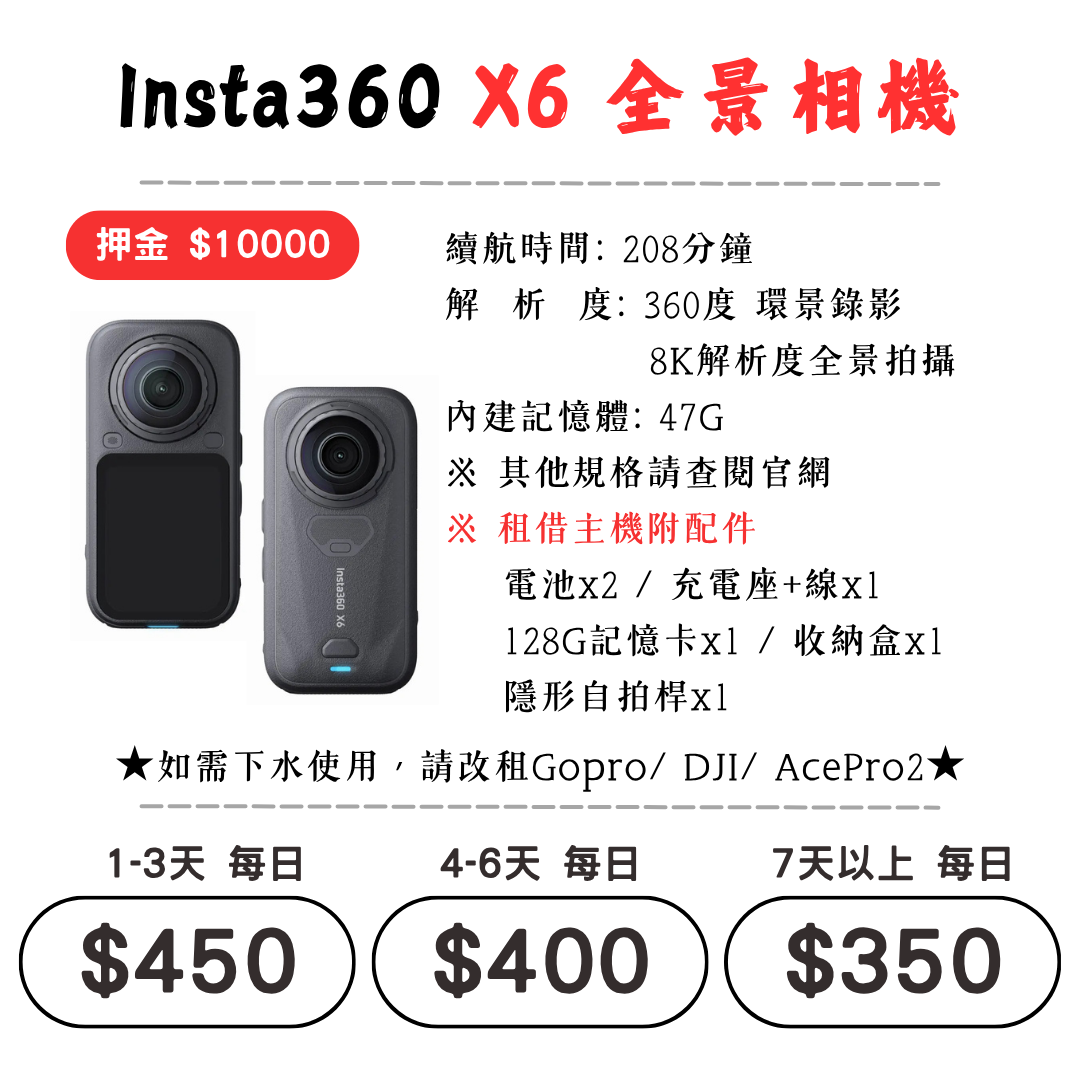☆租借-運動相機 ☆ Insta360 X6 全景相機1