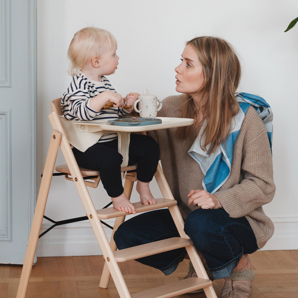 藝人-馬力歐套組【KAOS】Klapp折疊成長餐椅組(永續新星)-主體+護圍+餐盤+坐墊3