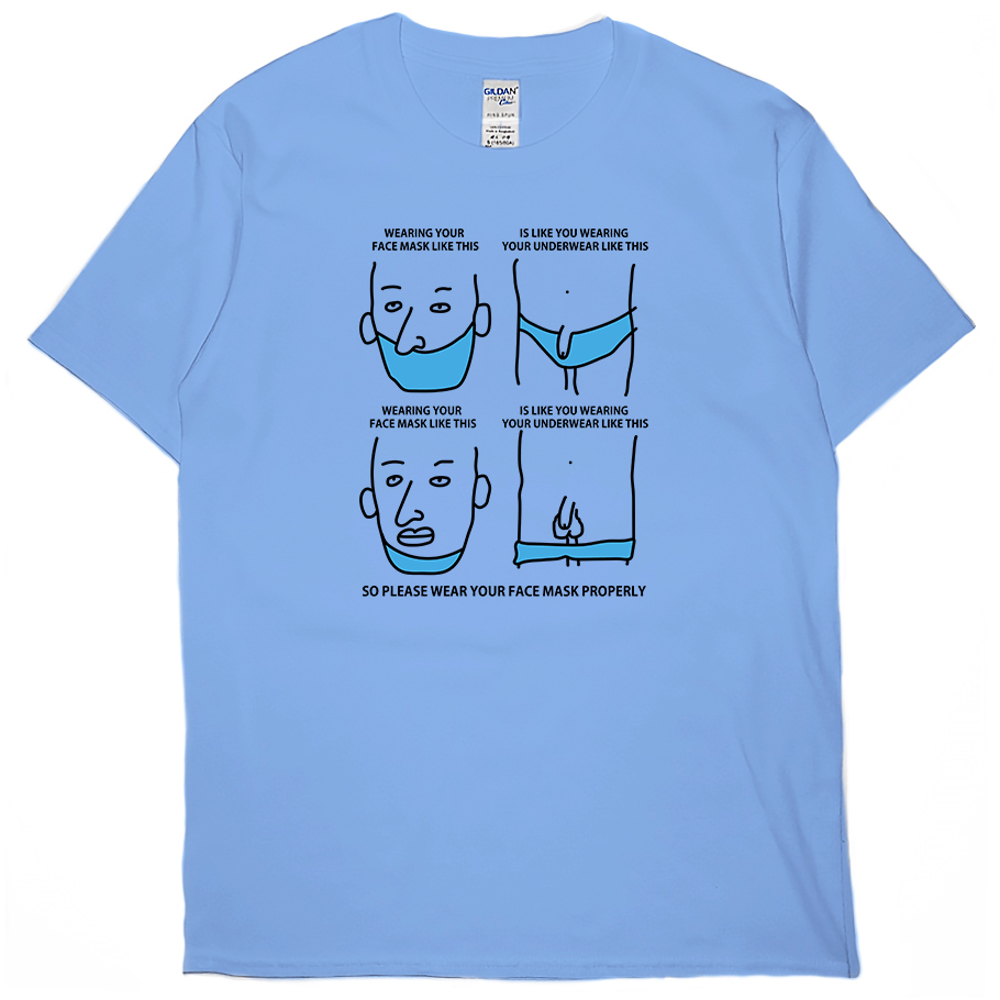 零碼出清 - 請正確戴口罩(短T) 卡羅萊納藍2XL 零碼出清 - 請正確戴口罩(短T) 卡羅萊納藍2XL