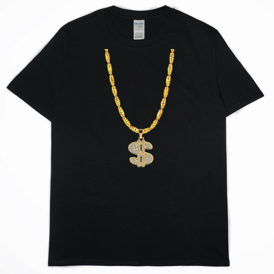 零碼出清 - 金項鍊(短T) 黑M