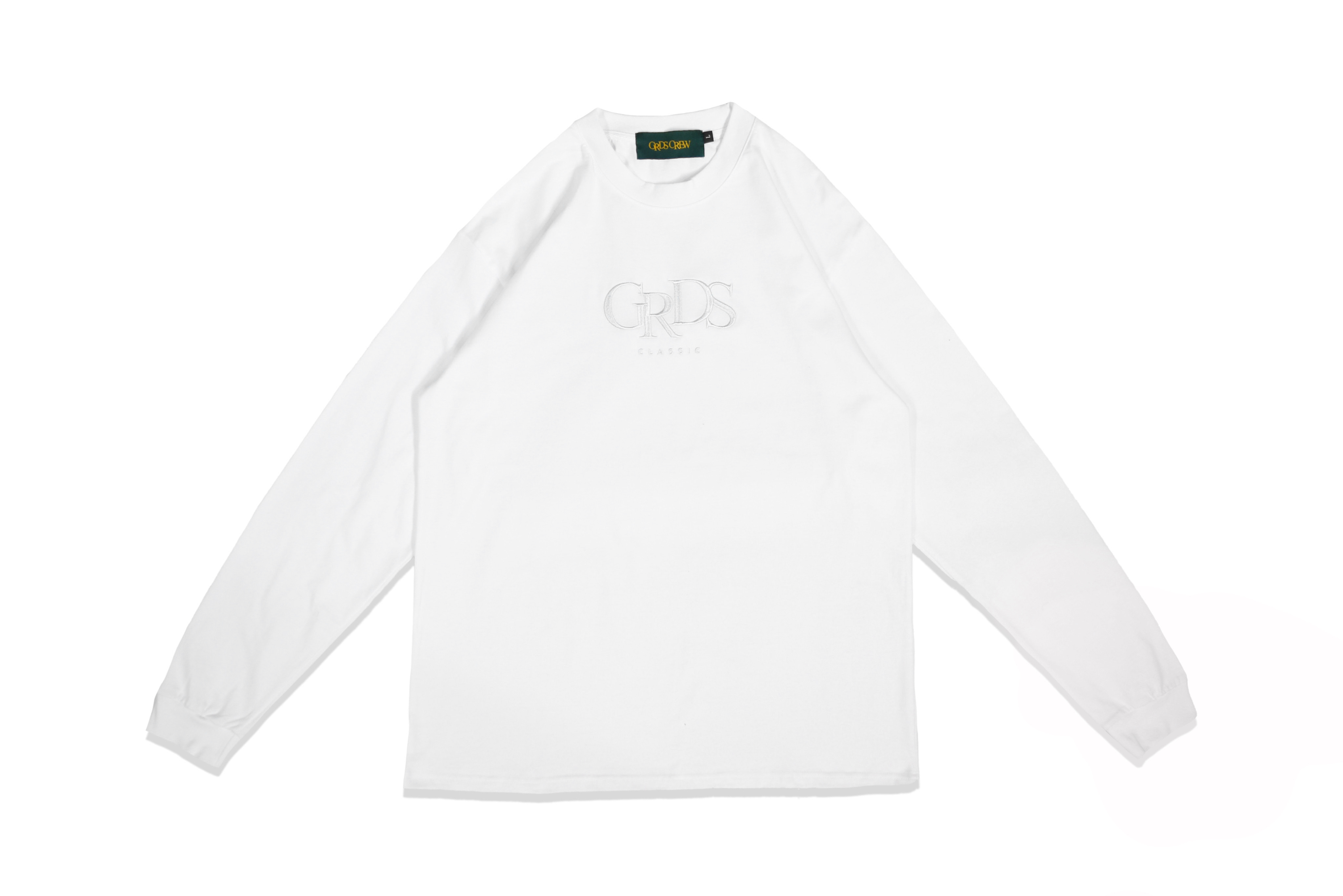 EMBROIDERED CLASSIC LOGO L/S TEE(白)